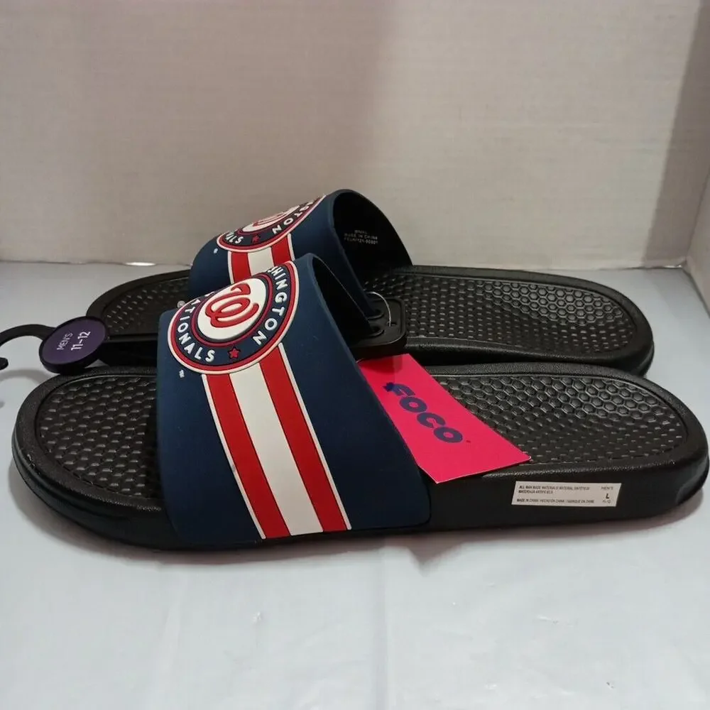 Washington Nationals FOCO Stripe Raised Slides Sandals Men’s‎ US M 11-12